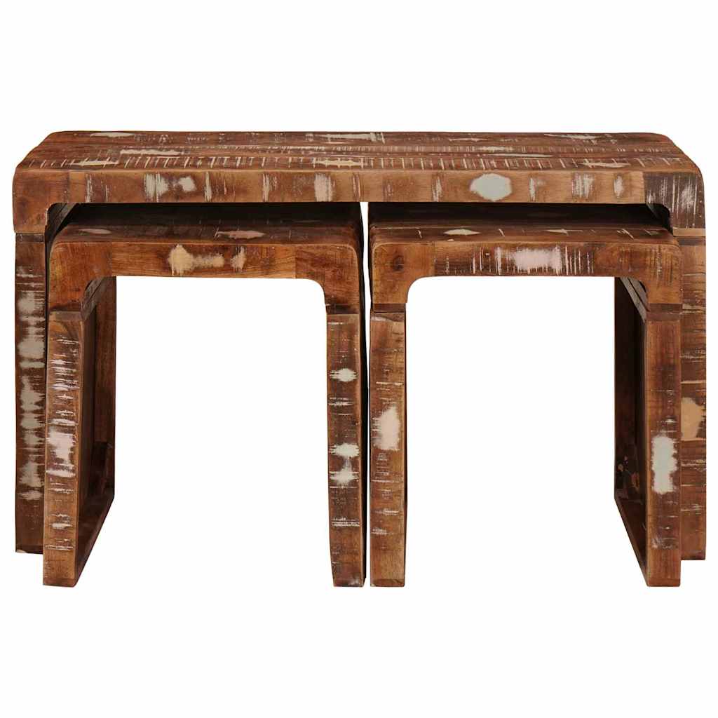 vidaXL Nesting Tables 3 pcs Brown Solid Mango Wood