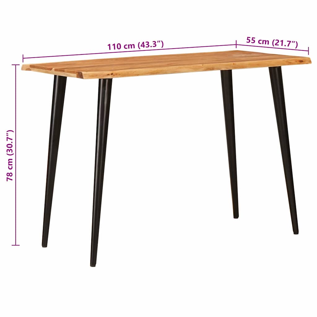vidaXL Eettafels Bruin en Zwart 110 x 55 x 78 cm Massief Mango Hout