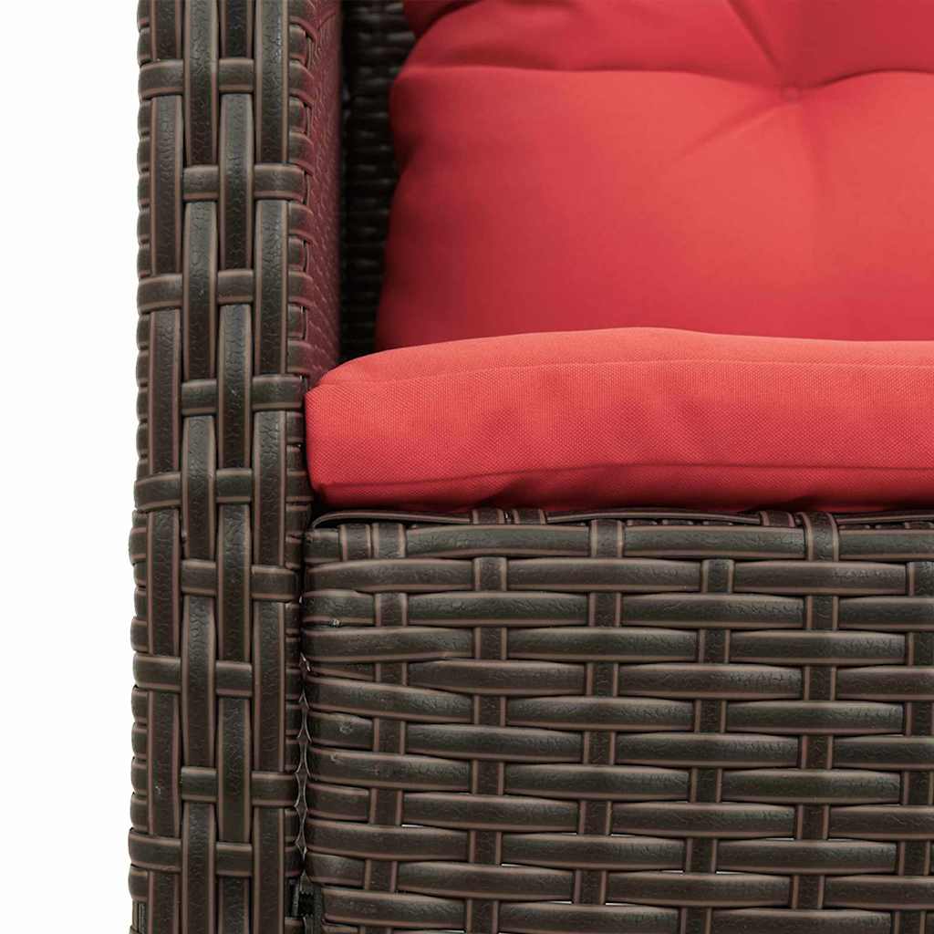 vidaXL Tuinbank Set met kussen 6 pcs Bruin en Rood poly rattan