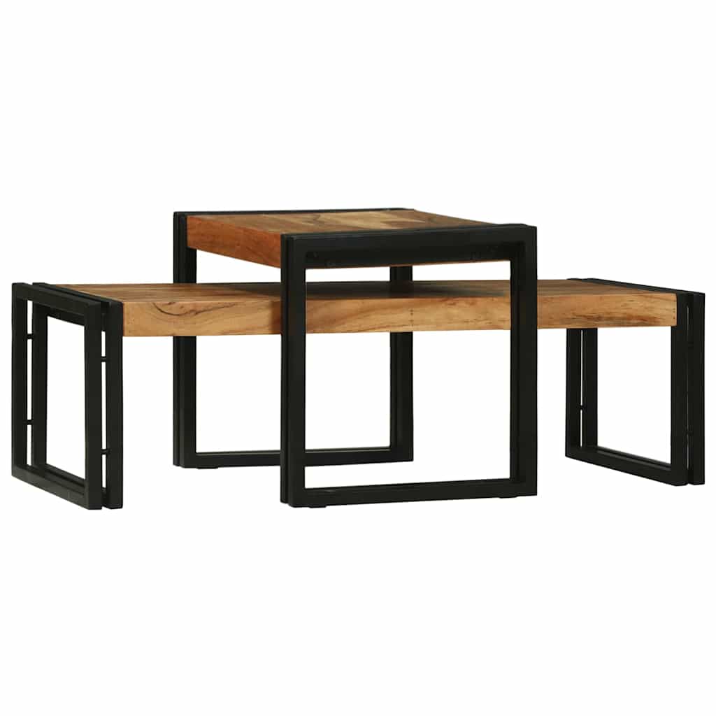 vidaXL Salontafel 2 pcs Bruin 48 x 40 x 40 cm Massief Mango Hout