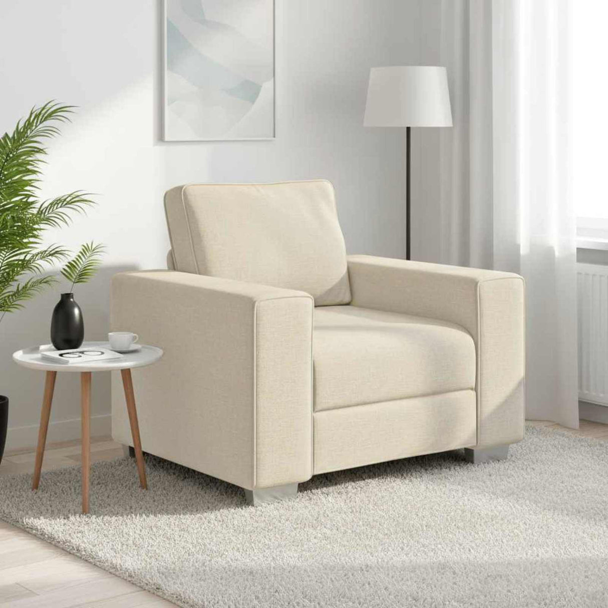 vidaXL Bank 3 pcs Beige 219 x 80 x 82 cm Linnenmix Stoffen