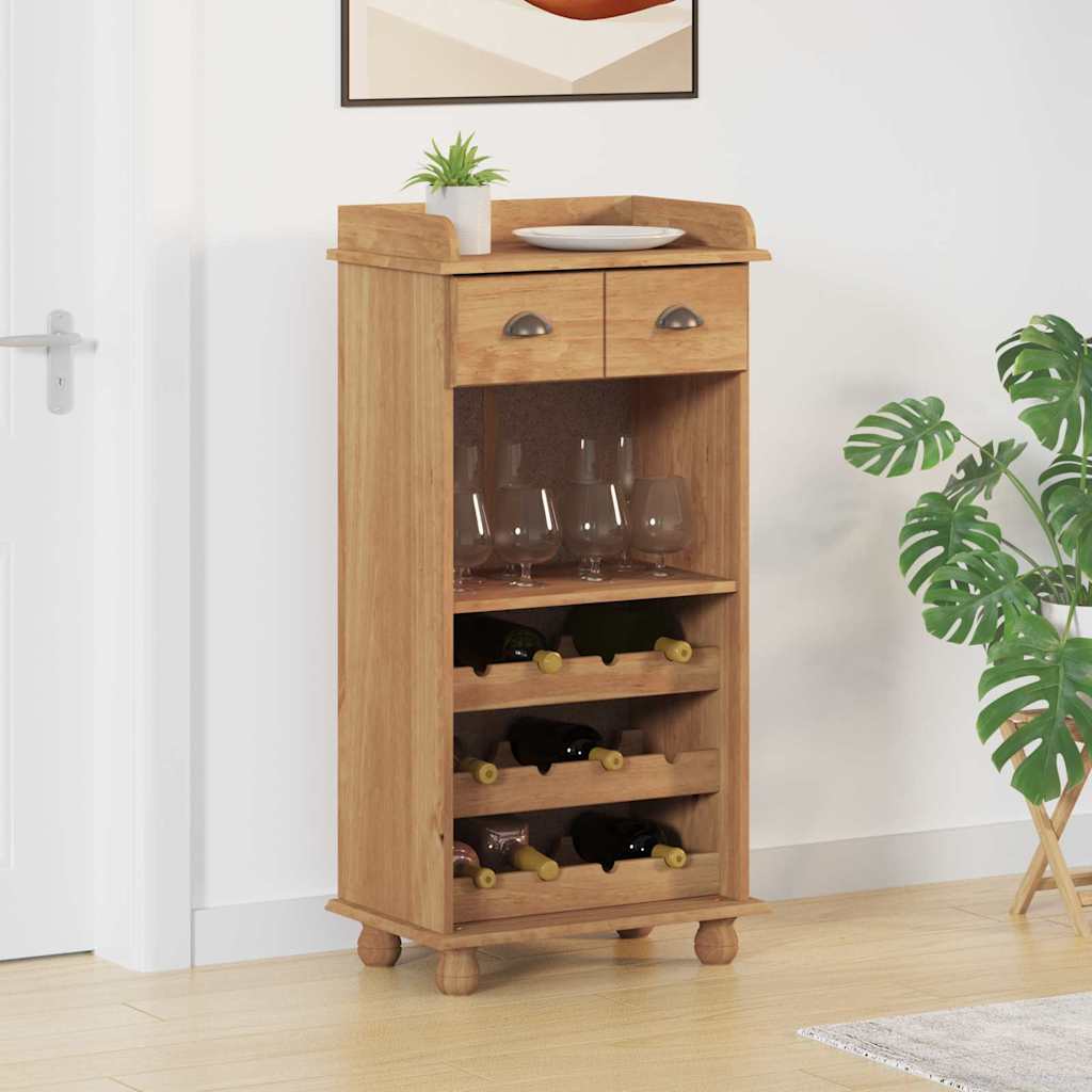 vidaXL Wijnkast ASKIM Honingwas 57 x 37 x 114 cm Massief grenenhout