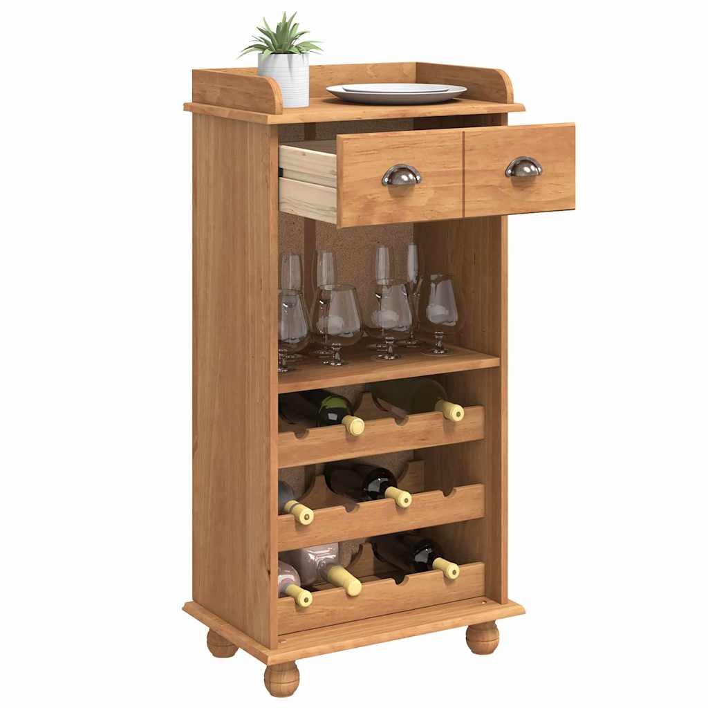 vidaXL Wijnkast ASKIM Honingwas 57 x 37 x 114 cm Massief grenenhout