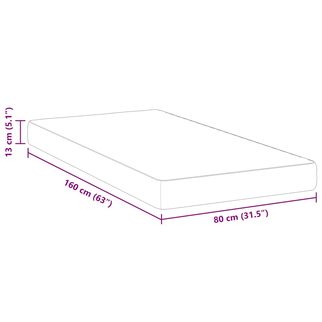 vidaXL Mattress White 70 x 200 cm Jacquard fabric