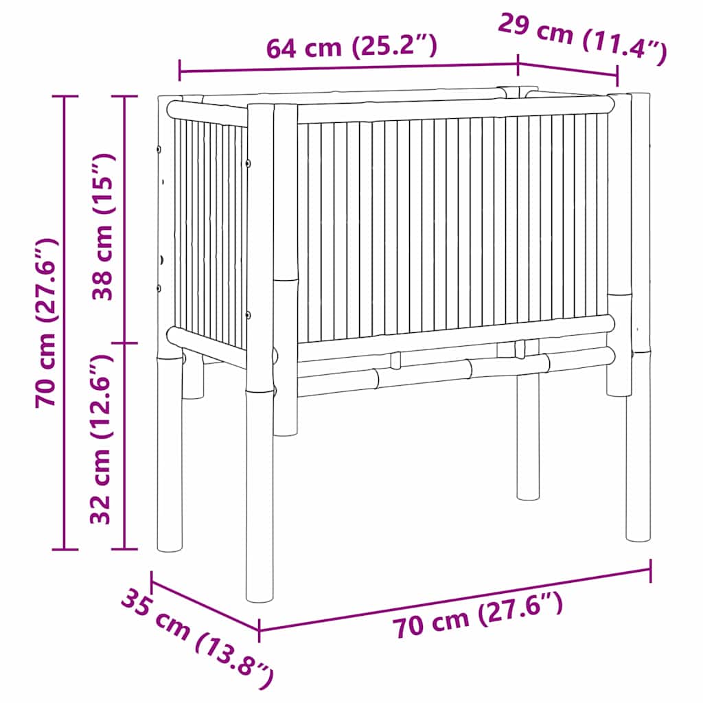 vidaXL Verhoogd bed Bruin 70 x 35 x 70 cm Bamboe