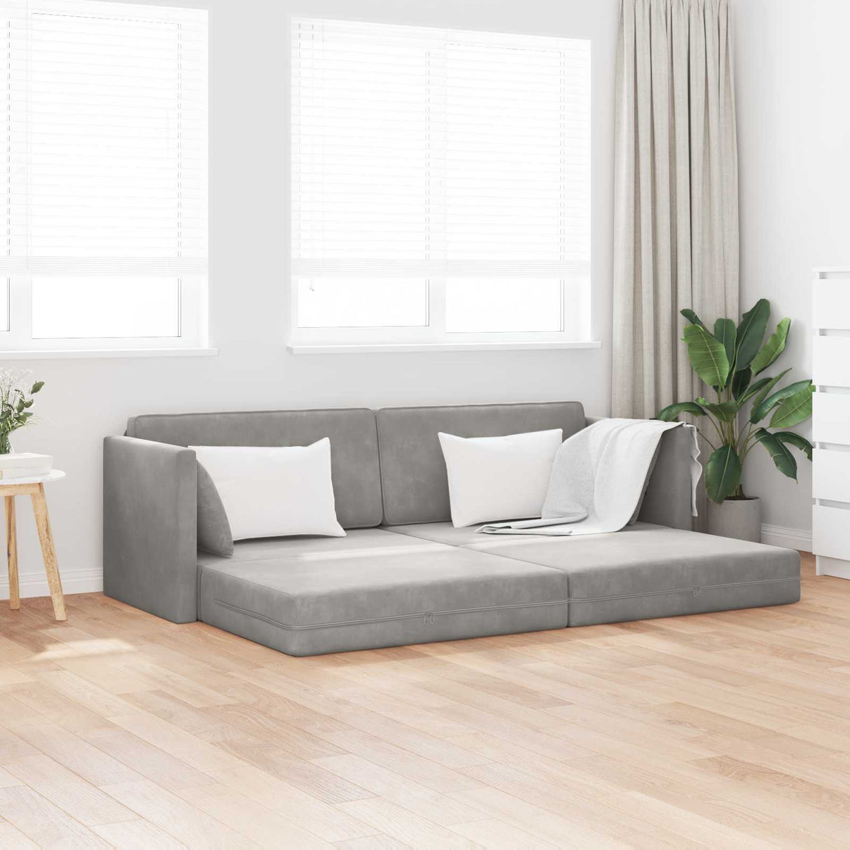 vidaXL Vloerslaapbank 200cm Blauw Fluweel