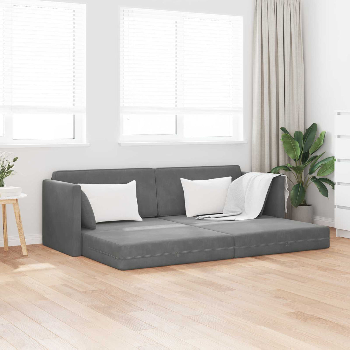 vidaXL Vloerslaapbank 200cm Blauw Fluweel