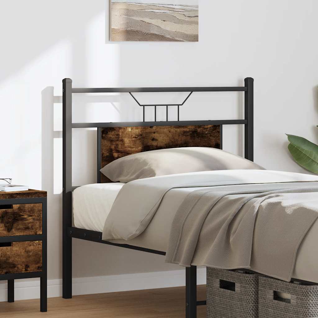 vidaXL Vervangend hoofdbord 75 cm bewerkt hout en staal gerookt eikenkleurig