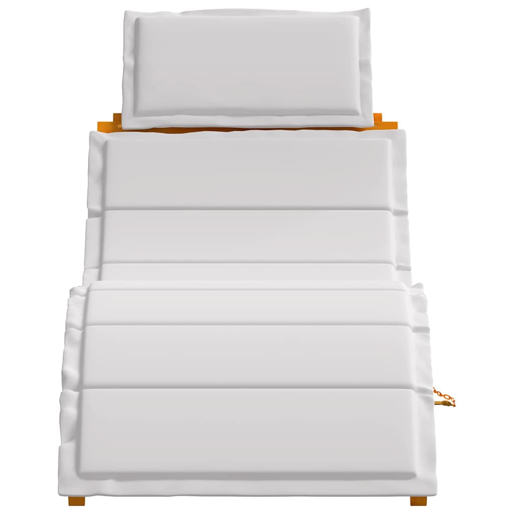 vidaXL Sun Lounger with Cushion Solid Acacia Wood Beige