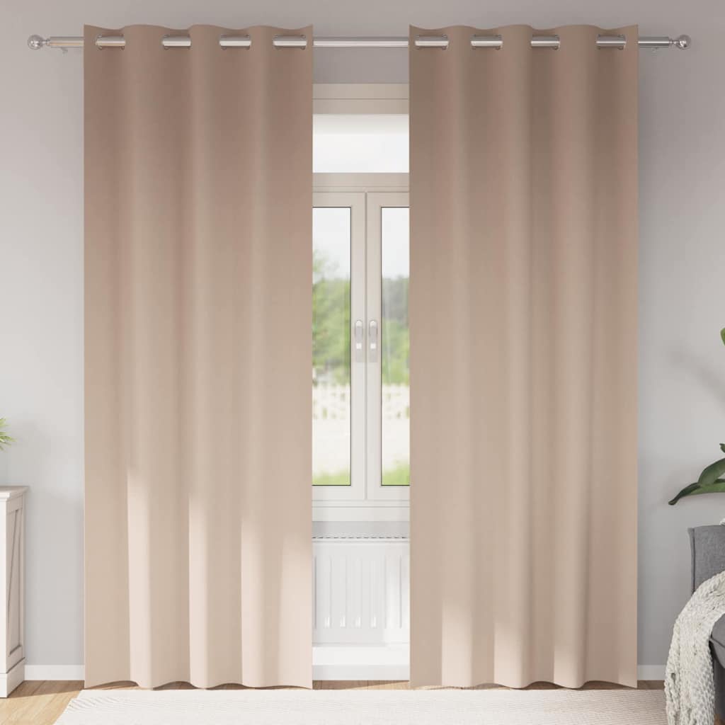 vidaXL Blackout Gordijnen met Ringen 2 pcs Beige 140 x 140 cm