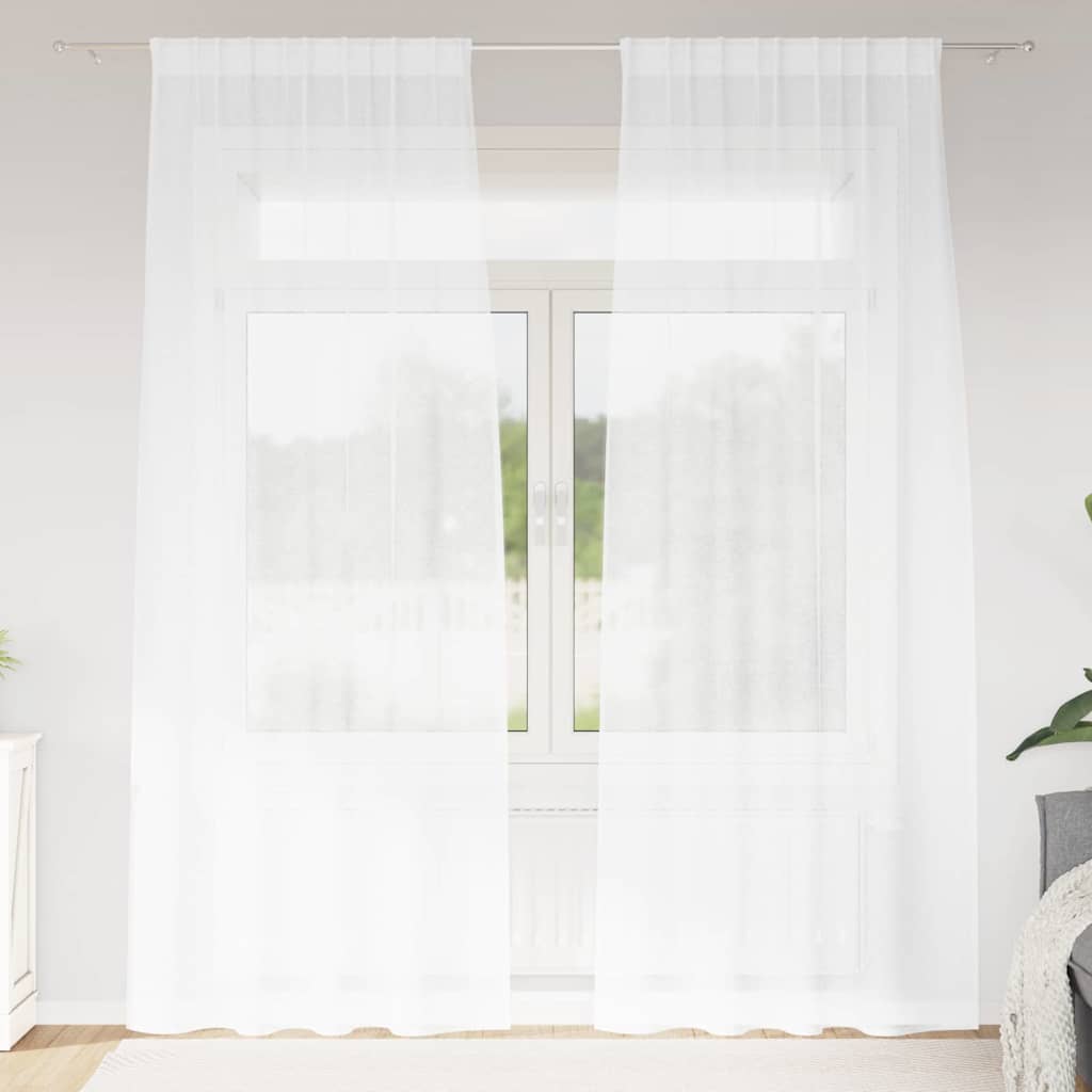 vidaXL Voile Gordijn met gordijnen 2 pcs Wit 140 x 140 cm Polyester