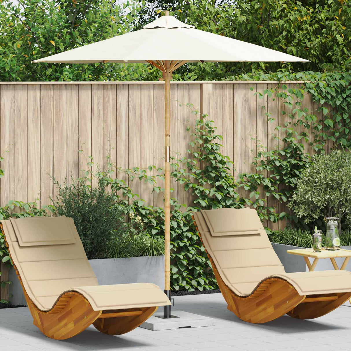 vidaXL Tuinparasol Crème Wit Ø 270 x 260 cm Bamboe