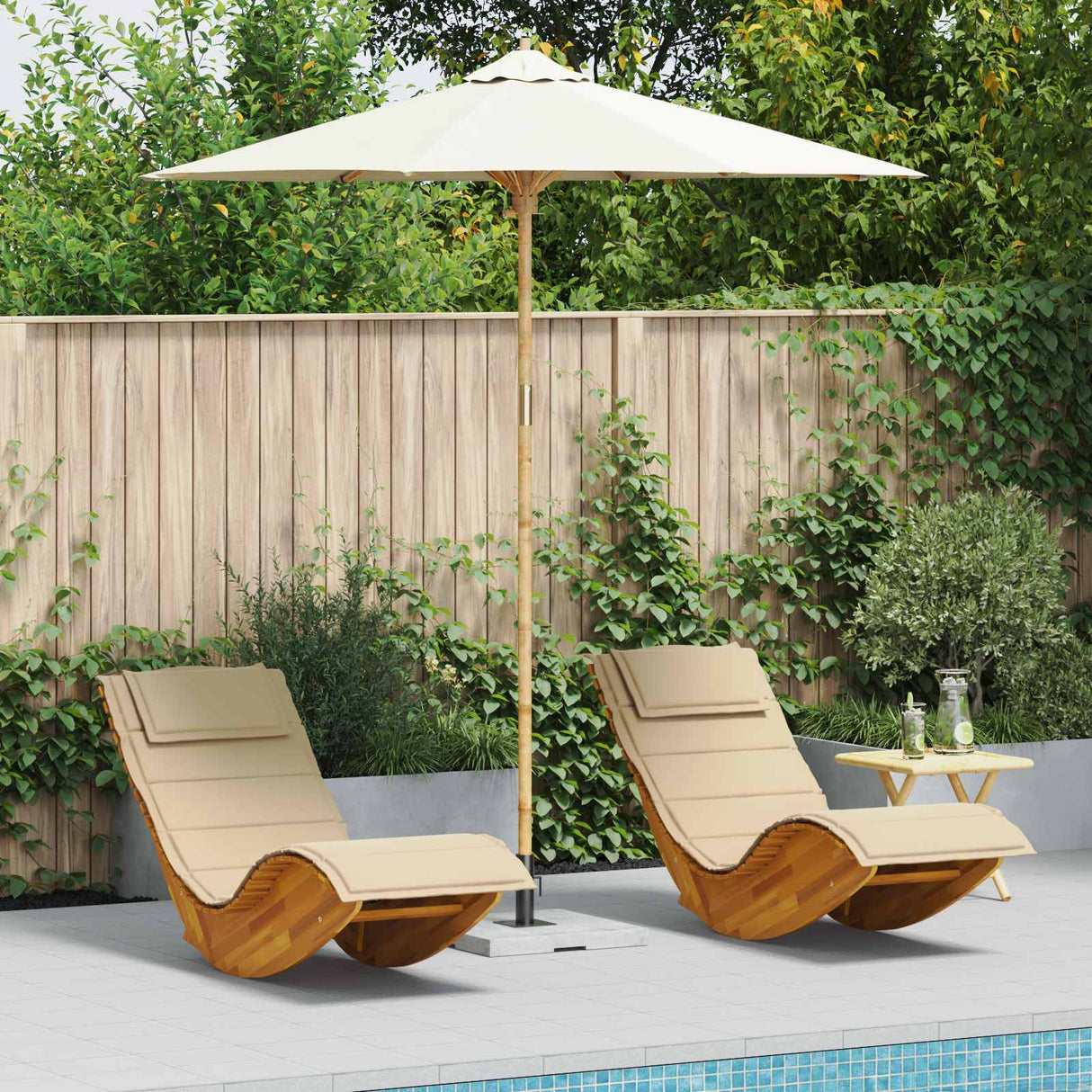 vidaXL Tuinparasol Crème Wit Ø 270 x 260 cm Bamboe