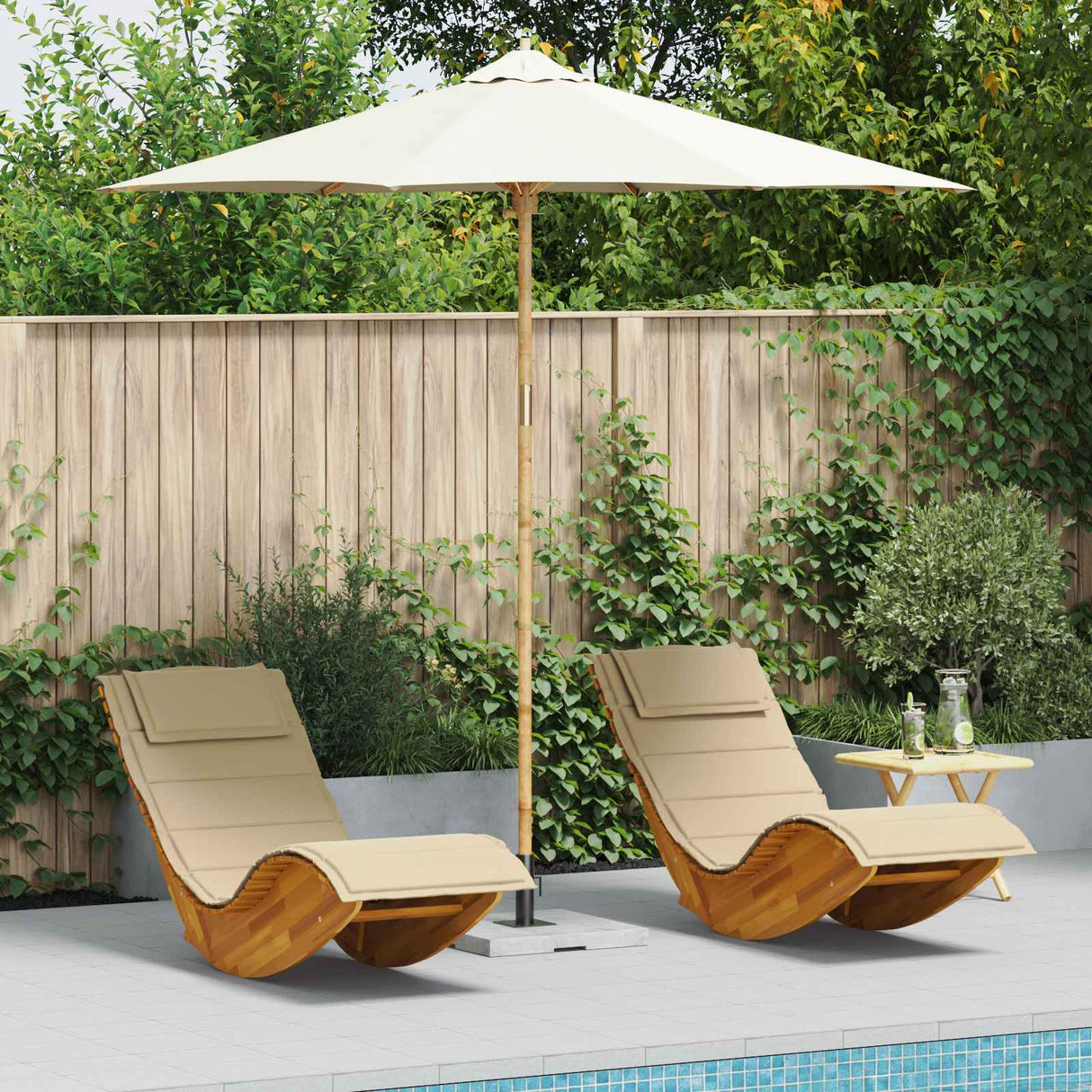vidaXL Tuinparasol Crème Wit Ø 270 x 260 cm Bamboe