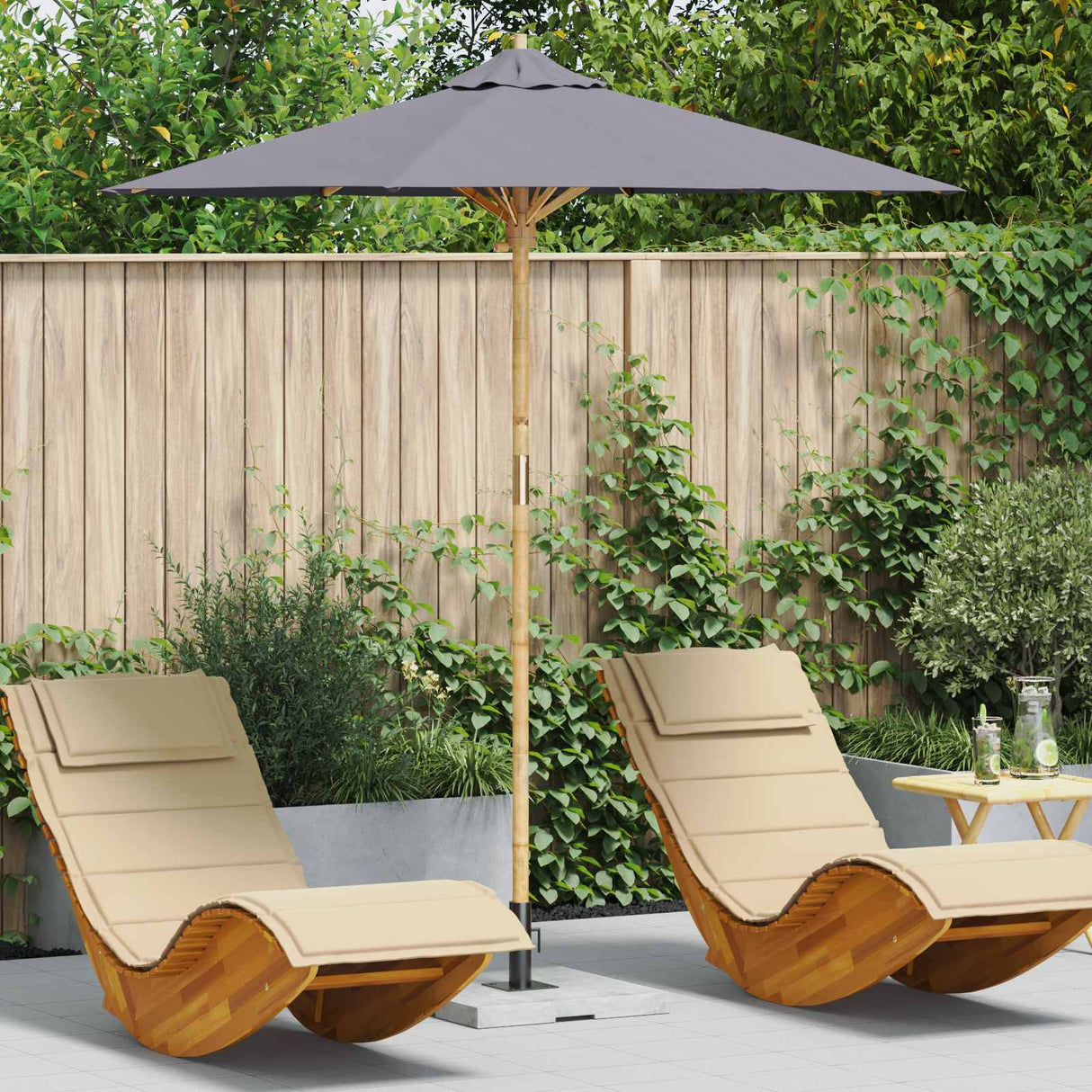vidaXL Tuinparasol Crème Wit Ø 270 x 260 cm Bamboe