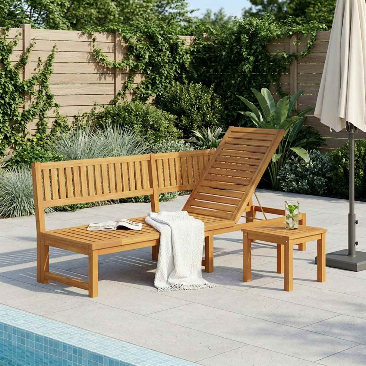 vidaXL Ligstoel Olie Natuurlijk 200 x 57 x 75cm Massief acaciahout