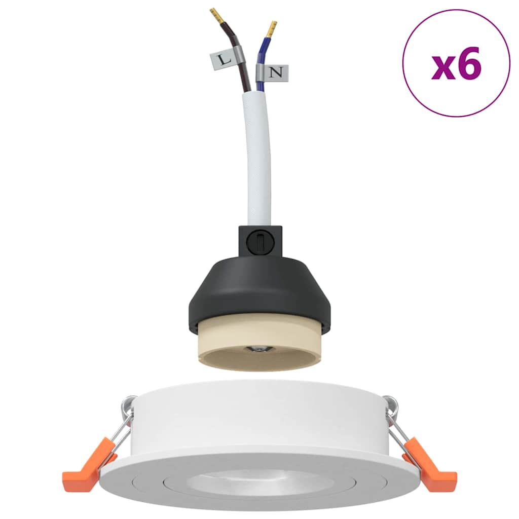 vidaXL Spotje 6 pcs Wit 9 x 9 x 2 cm Aluminium