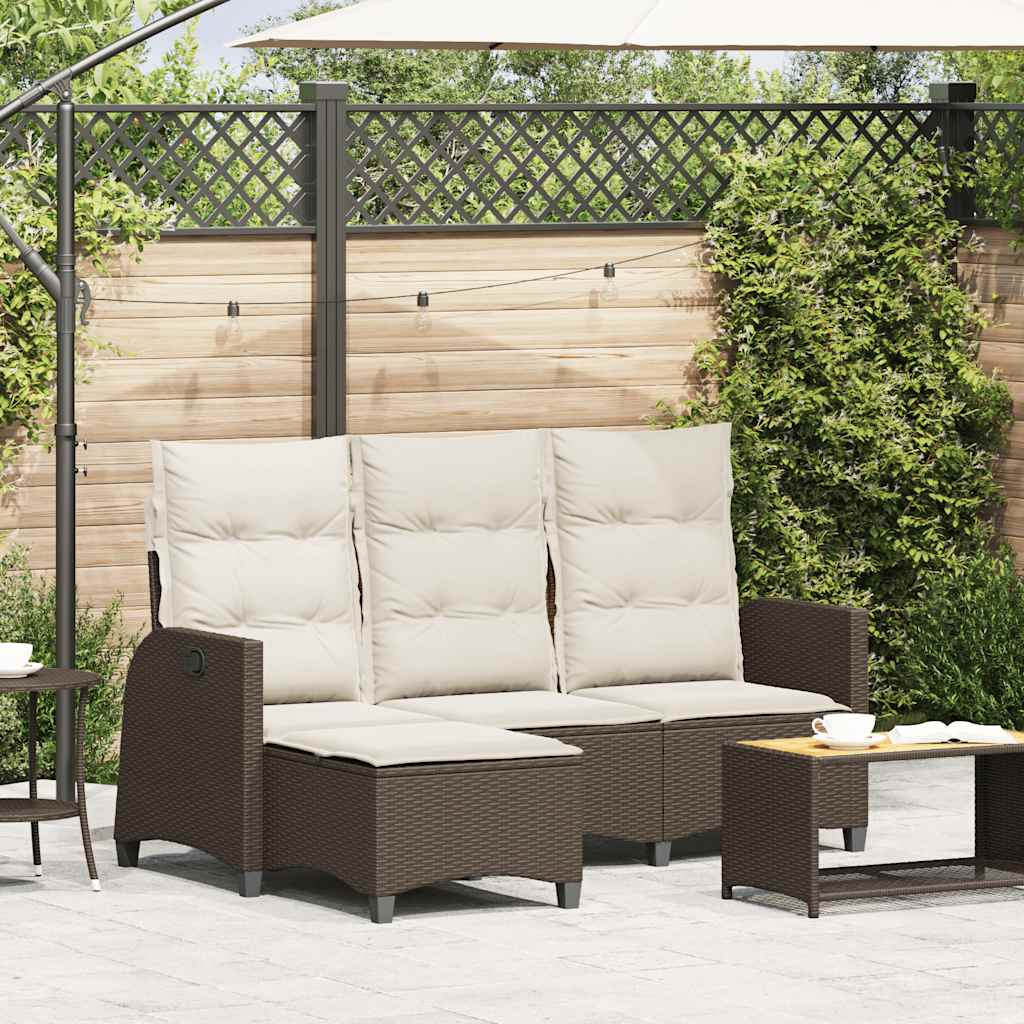 vidaXL Adjustable Garden Sofa with Cushions L-shaped Poly Rattan Black