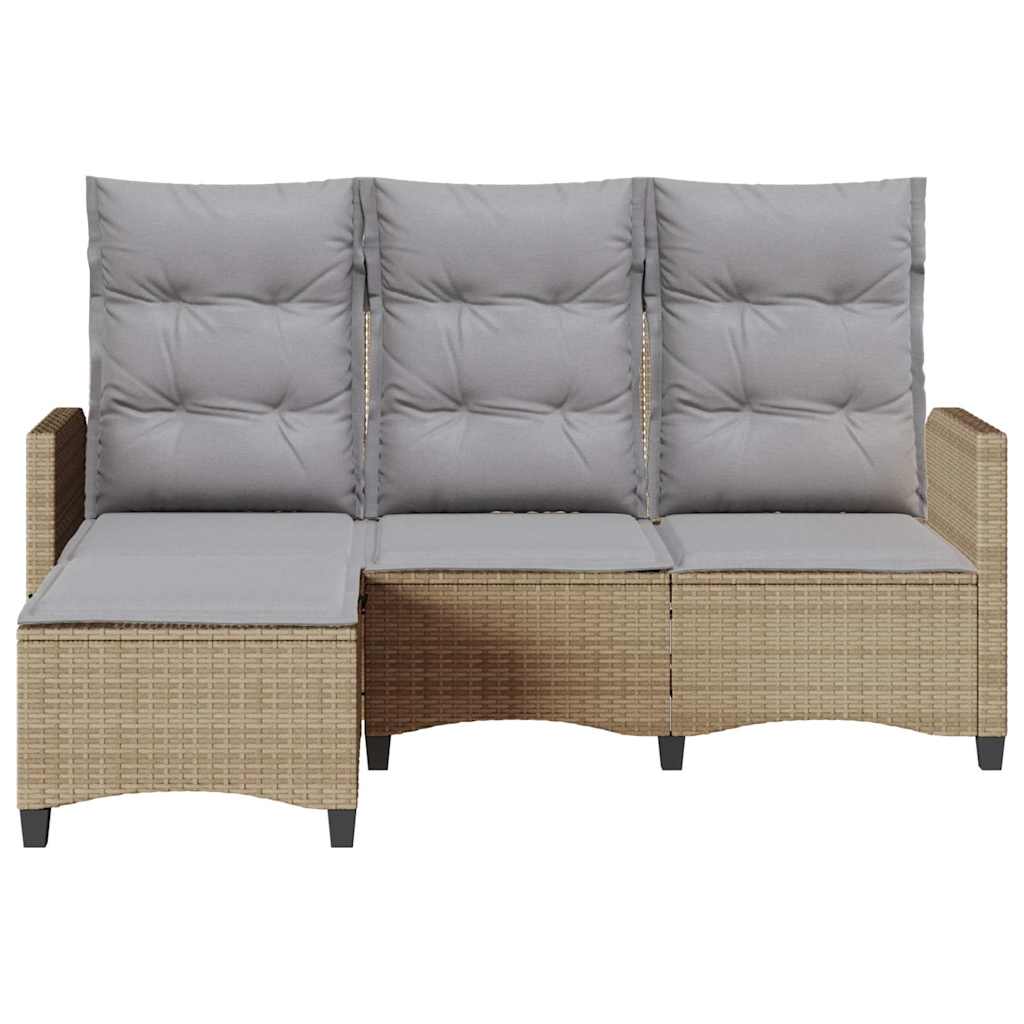 vidaXL Adjustable Garden Sofa with Cushions L-shaped Poly Rattan Black