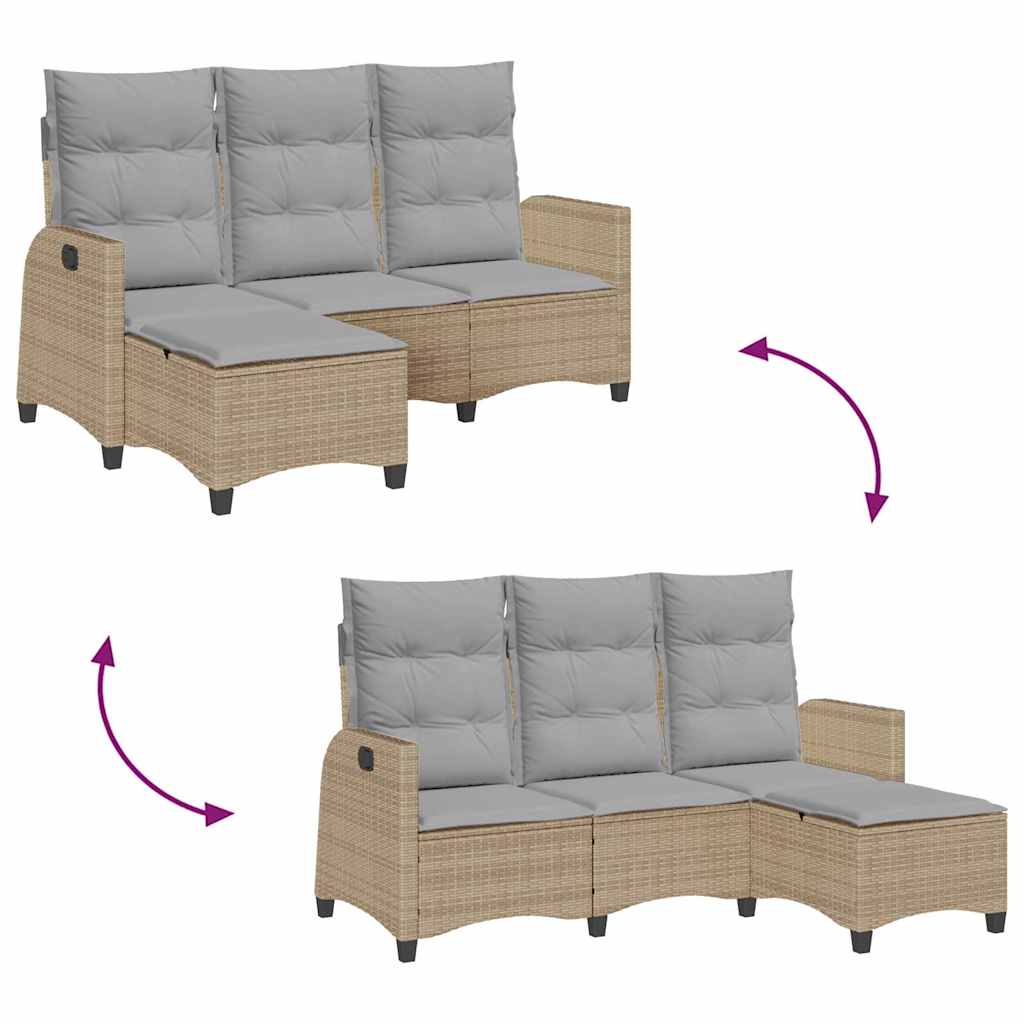 vidaXL Adjustable Garden Sofa with Cushions L-shaped Poly Rattan Black