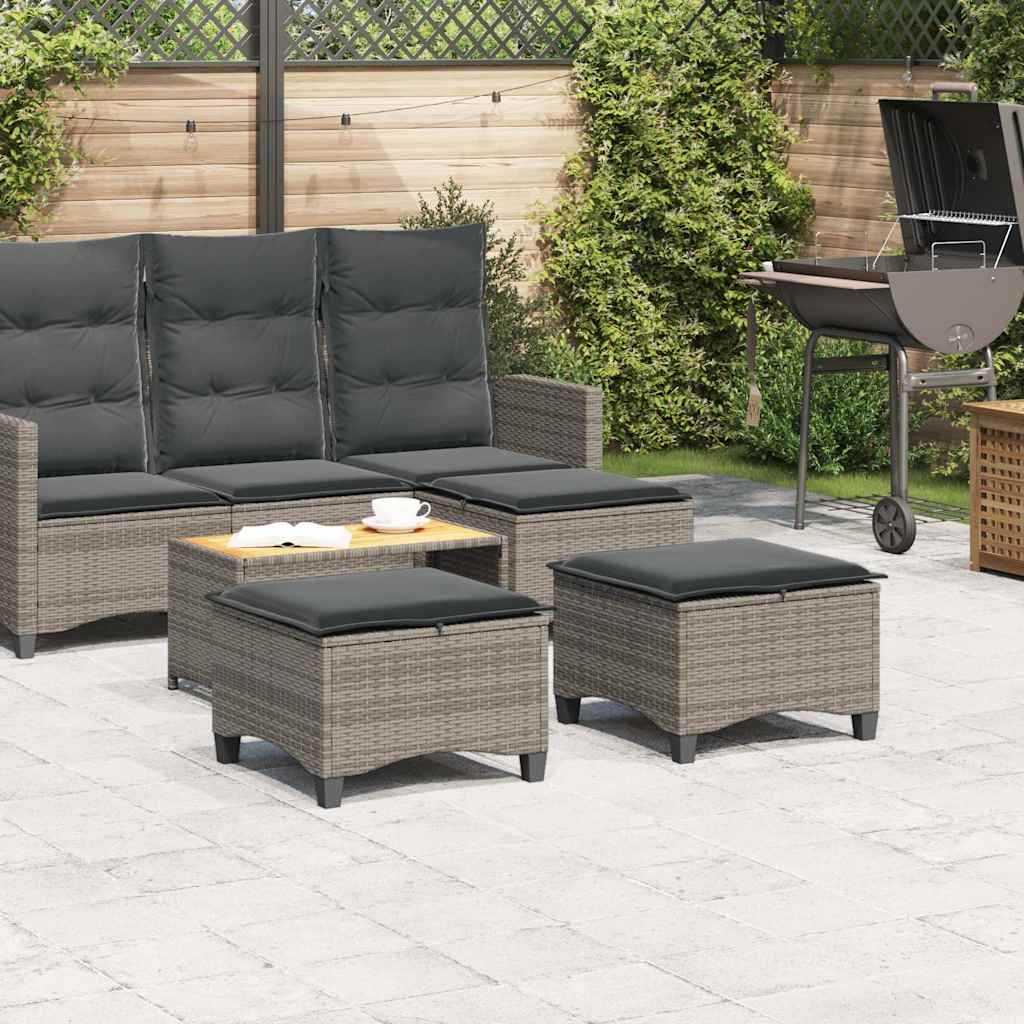 vidaXL Tuinkrukken met kussens 2 st 55x55x36 cm poly rattan zwart