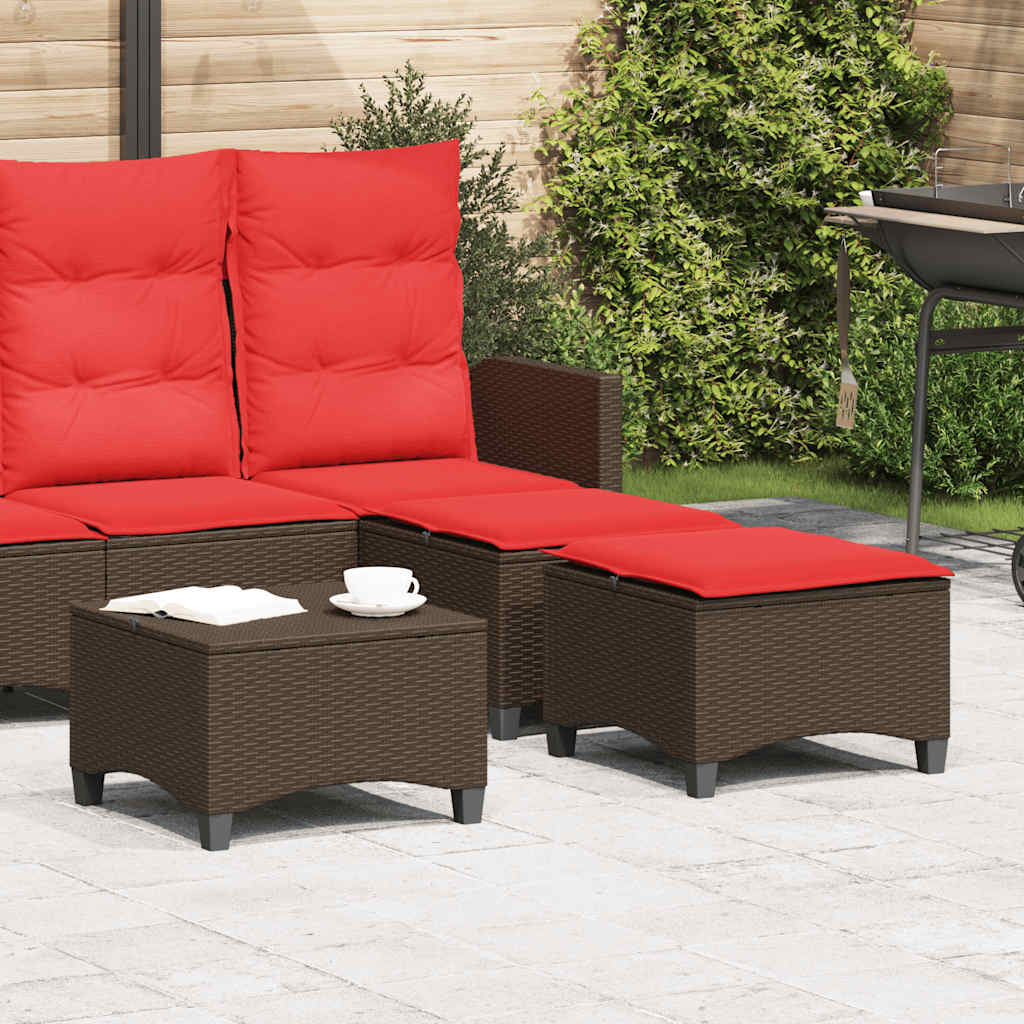 vidaXL Tuinkrukken met kussens 2 st 55x55x36 cm poly rattan zwart