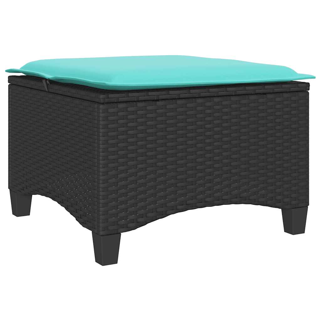 vidaXL Tuinkrukken met kussens 2 st 55x55x36 cm poly rattan zwart