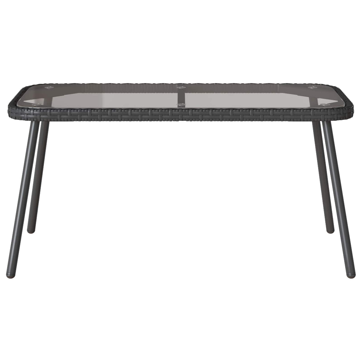 vidaXL Salontafel Zwart 90 x 45 x 43 cm Poly Rattan en glas
