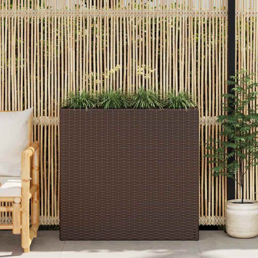 vidaXL Plantenbak verhoogd met 4 potten 2 st poly rattan grijs