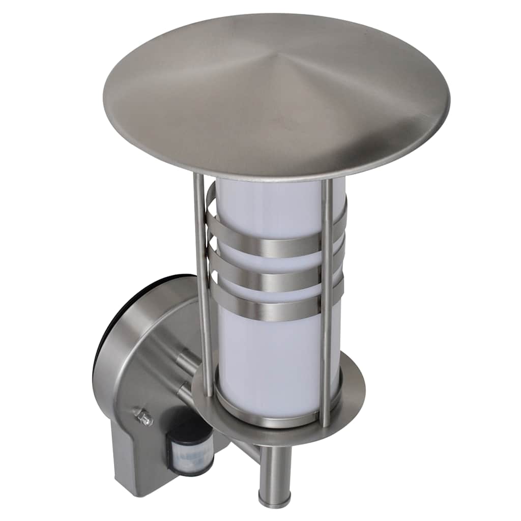 Pagoda-shaped stainless steel wall light with motion sensor
