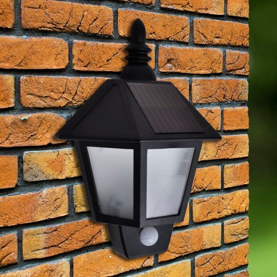vidaXL Solar Wall Lights 2 pcs with Motion Sensor Black