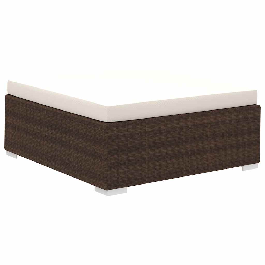 vidaXL 8-Piece Poly Rattan Lounge Set with Cushions Brown