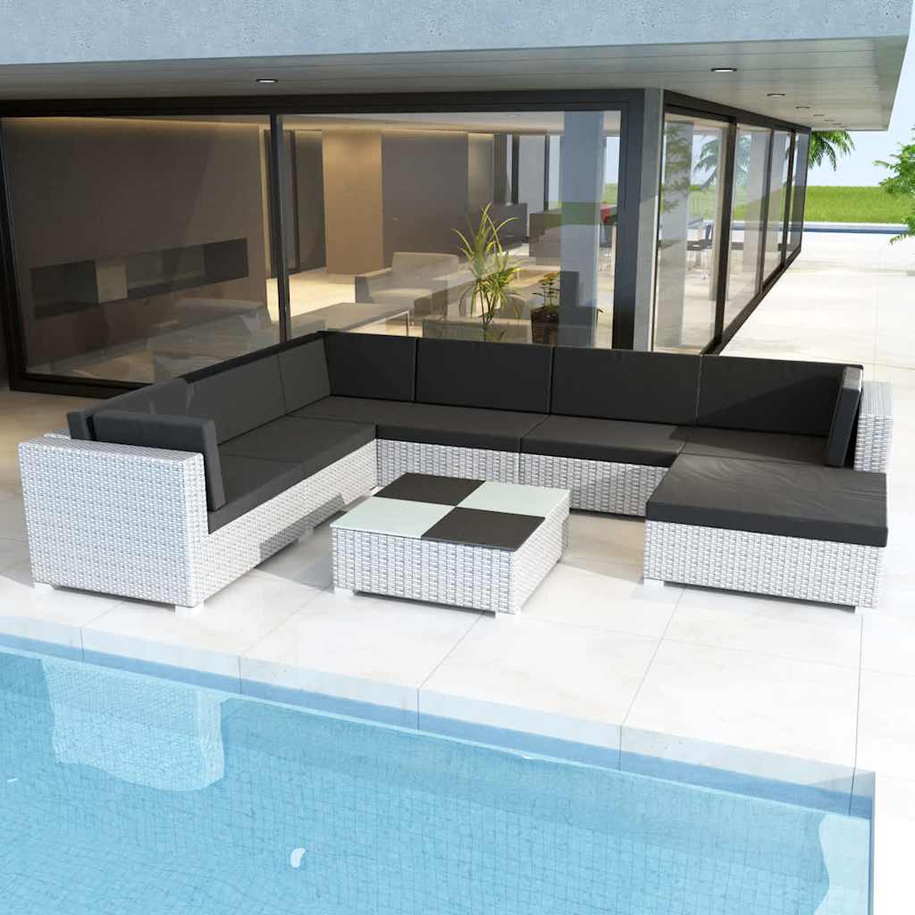 vidaXL 8-piece Lounge Set with Cushions Poly Rattan Brown