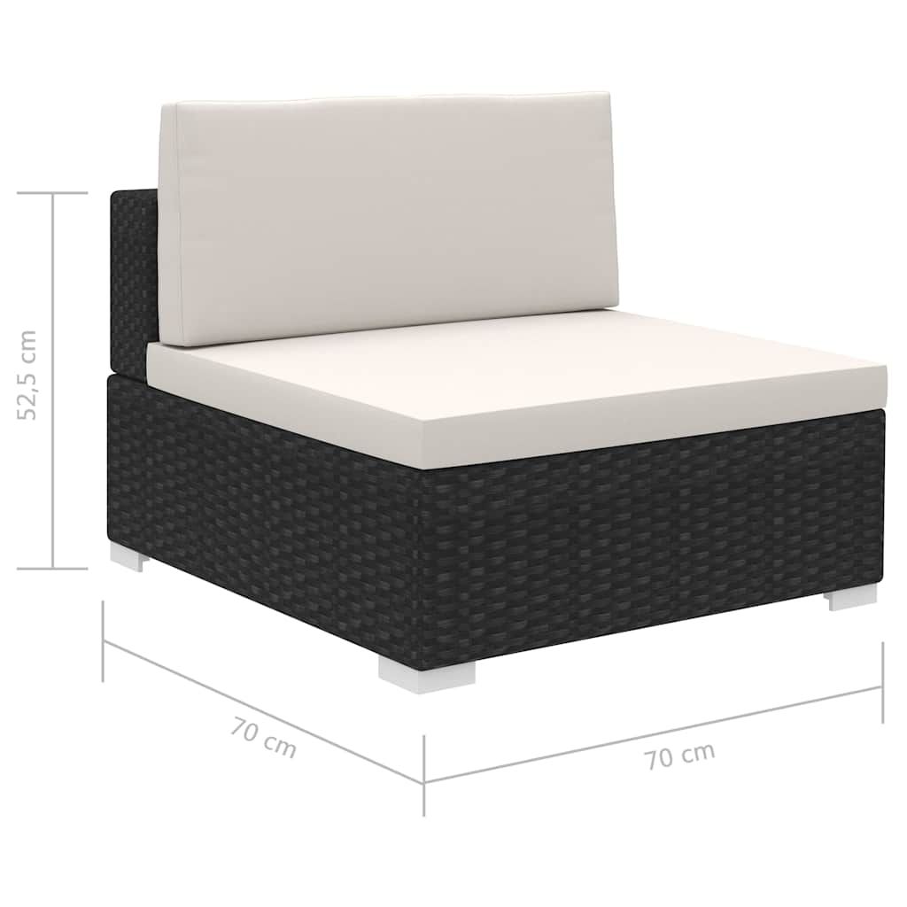 vidaXL 8-Piece Lounge Set with Cushions Poly Rattan Black