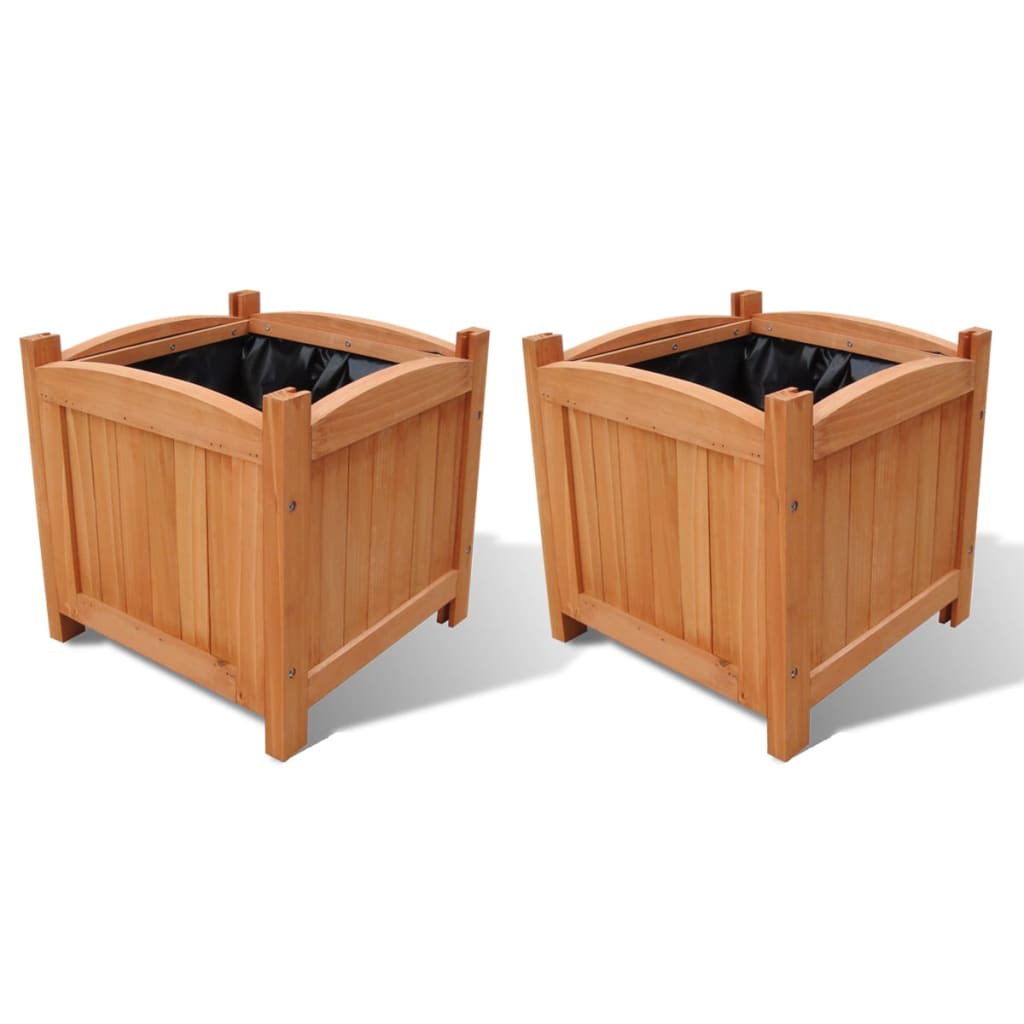 vidaXL Plantenbakken verhoogd 2 st 30x30x30 cm massief vurenhout
