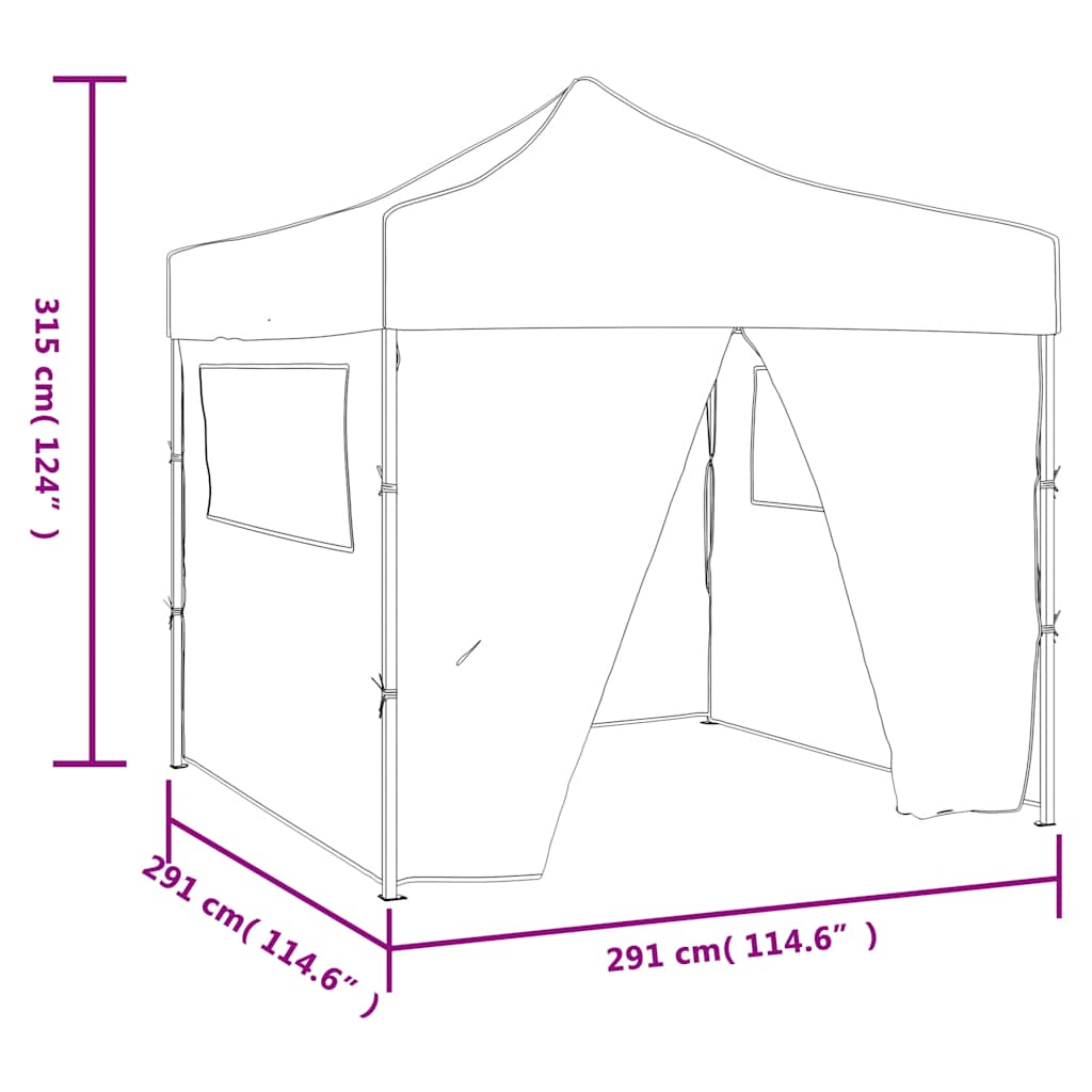 vidaXL Vouwtent met 4 zijwanden 3x3 m crème