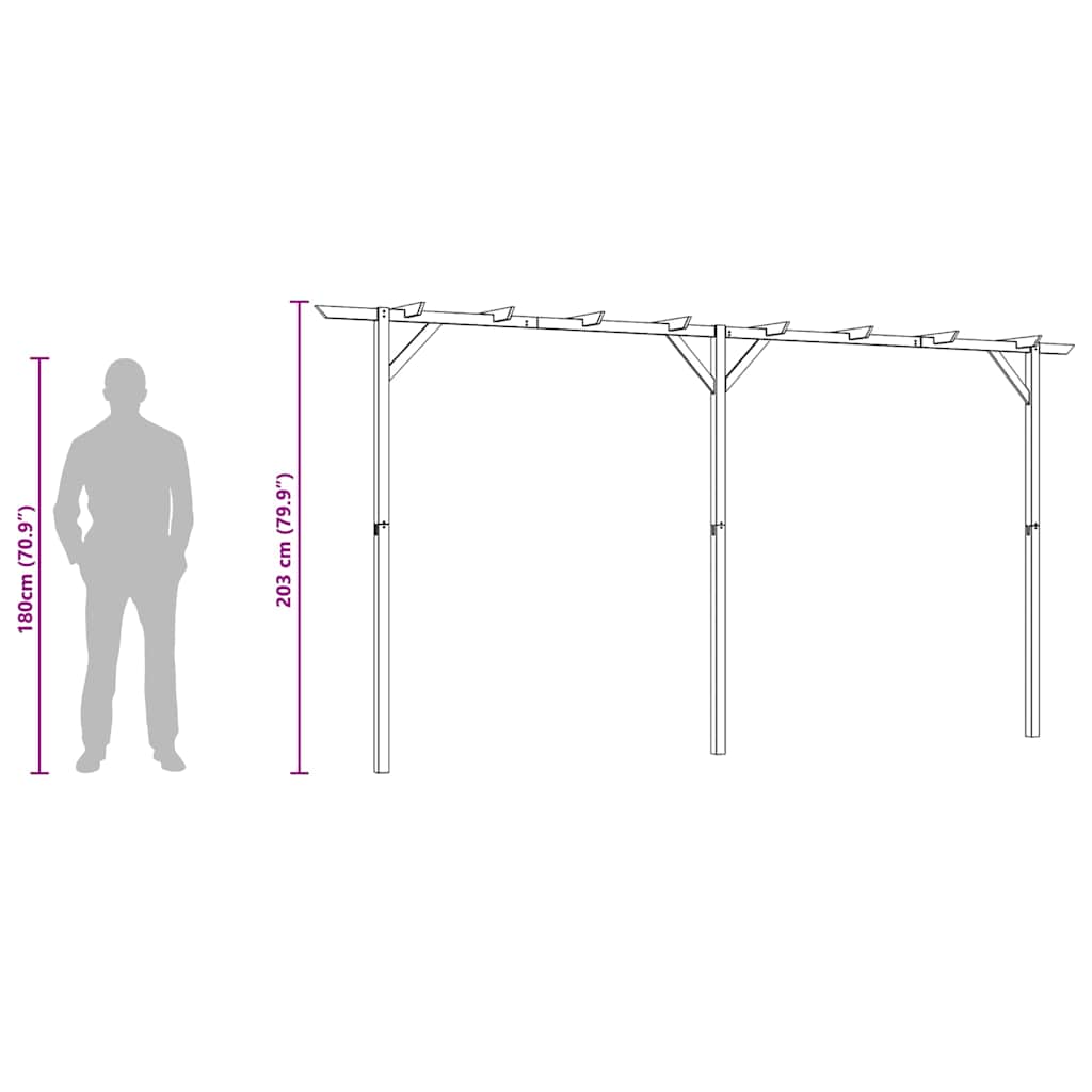 vidaXL Pergola 205x40x203 cm wood