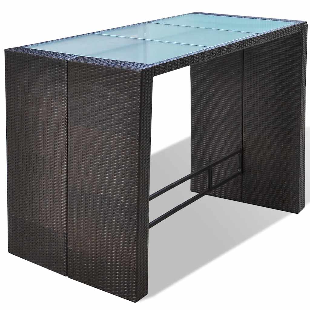 vidaXL 7-Piece Garden Bar Set with Cushions Poly Rattan Brown