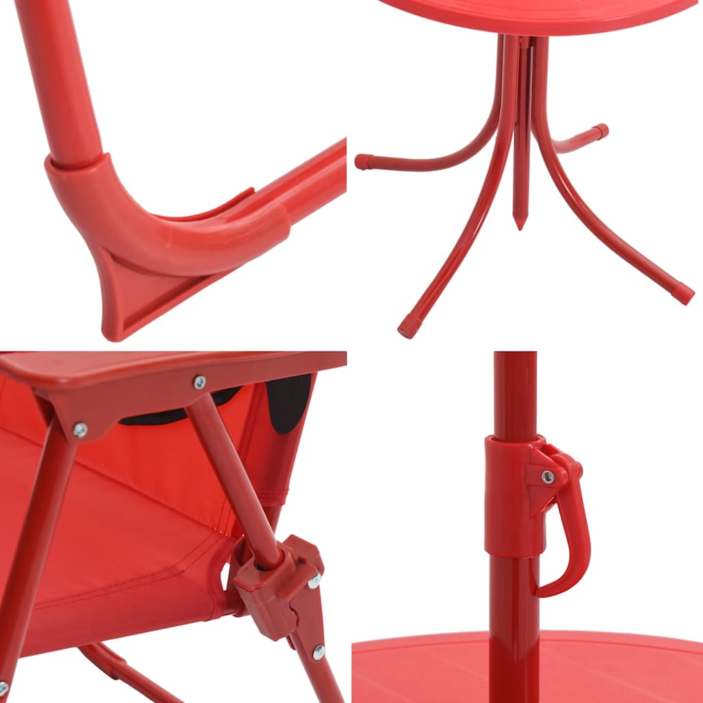 vidaXL 3-delige Bistroset voor kinderen met parasol rood