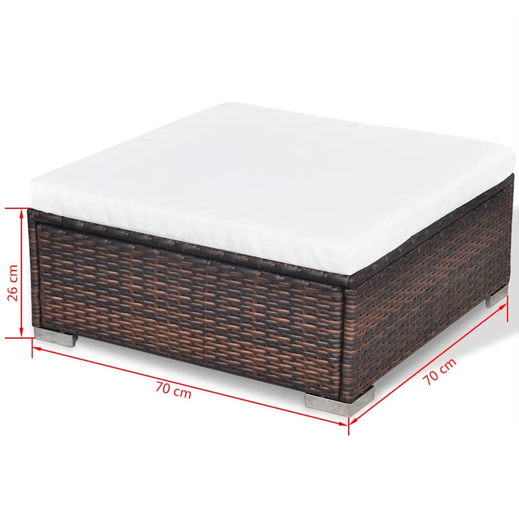 vidaXL 10-delige Loungeset met kussens poly rattan bruin