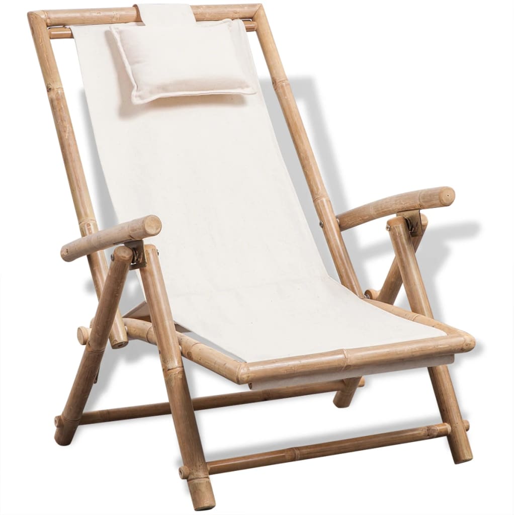 vidaXL Recliner Adjustable Bamboo and Fabric Dark Grey