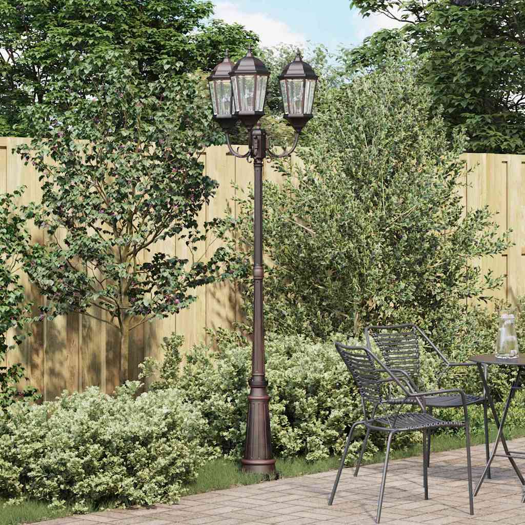 vidaXL Tuinlantaarn Brighton 3-arms 230 cm donkergroen/zwart