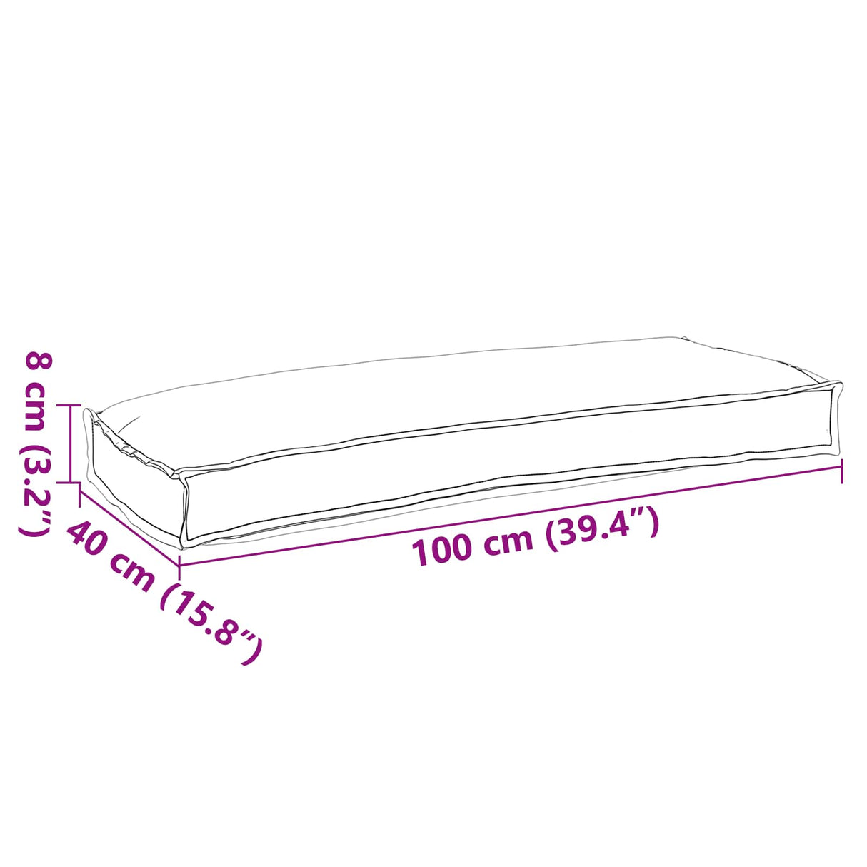 vidaXL Kussen Antraciet 100 x 40 x 8 cm Oxford Stof
