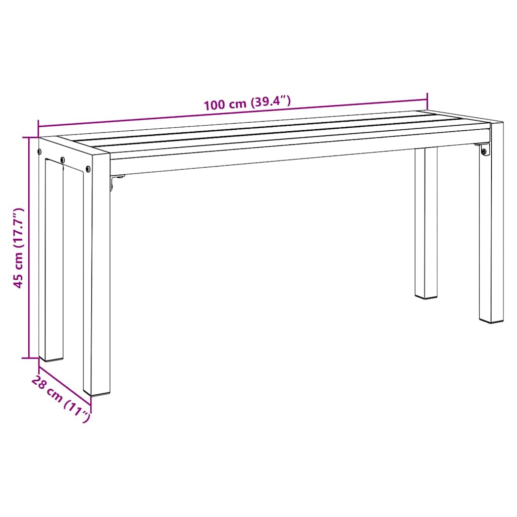 vidaXL Tuinbank Zwart 100 x 28 x 45cm Staal