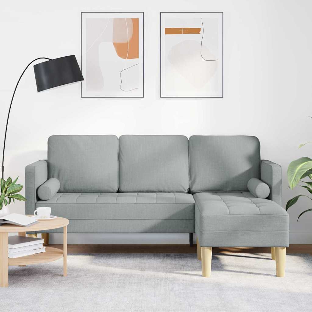 vidaXL Sofa set with cushions 2 pcs Light gray Polyester