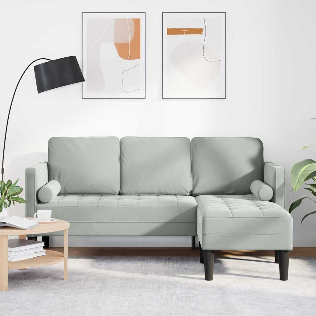 vidaXL Sofa set with cushions 2 pcs Light gray Polyester