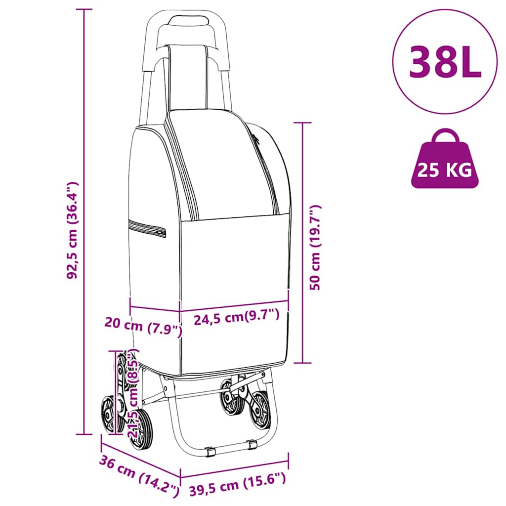 vidaXL Winkelwagen Blauw 39,5 x 33 x 93 cm Oxford stof
