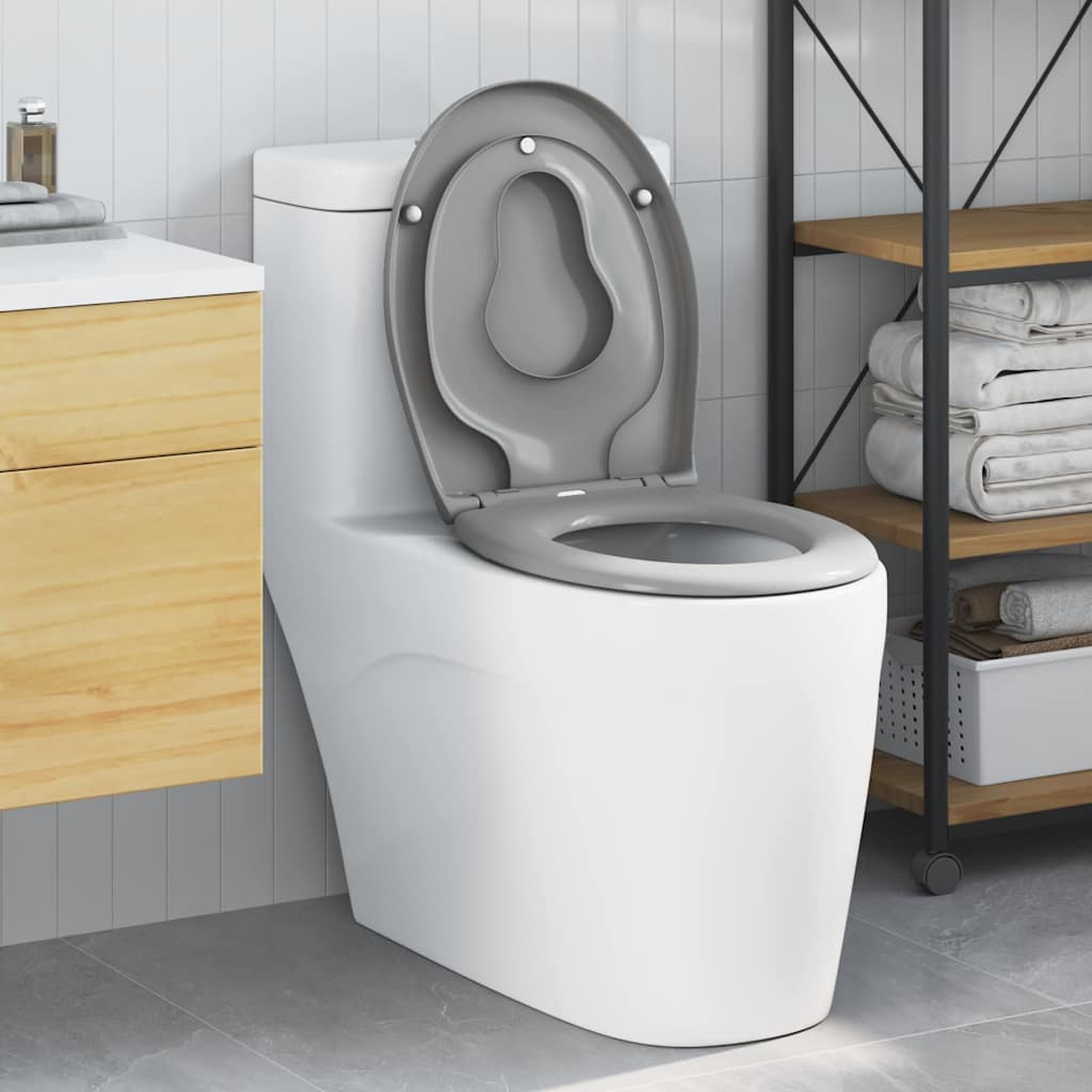vidaXL Toilet Seat Anthracite 47 x 37 x 4 cm Duroplast