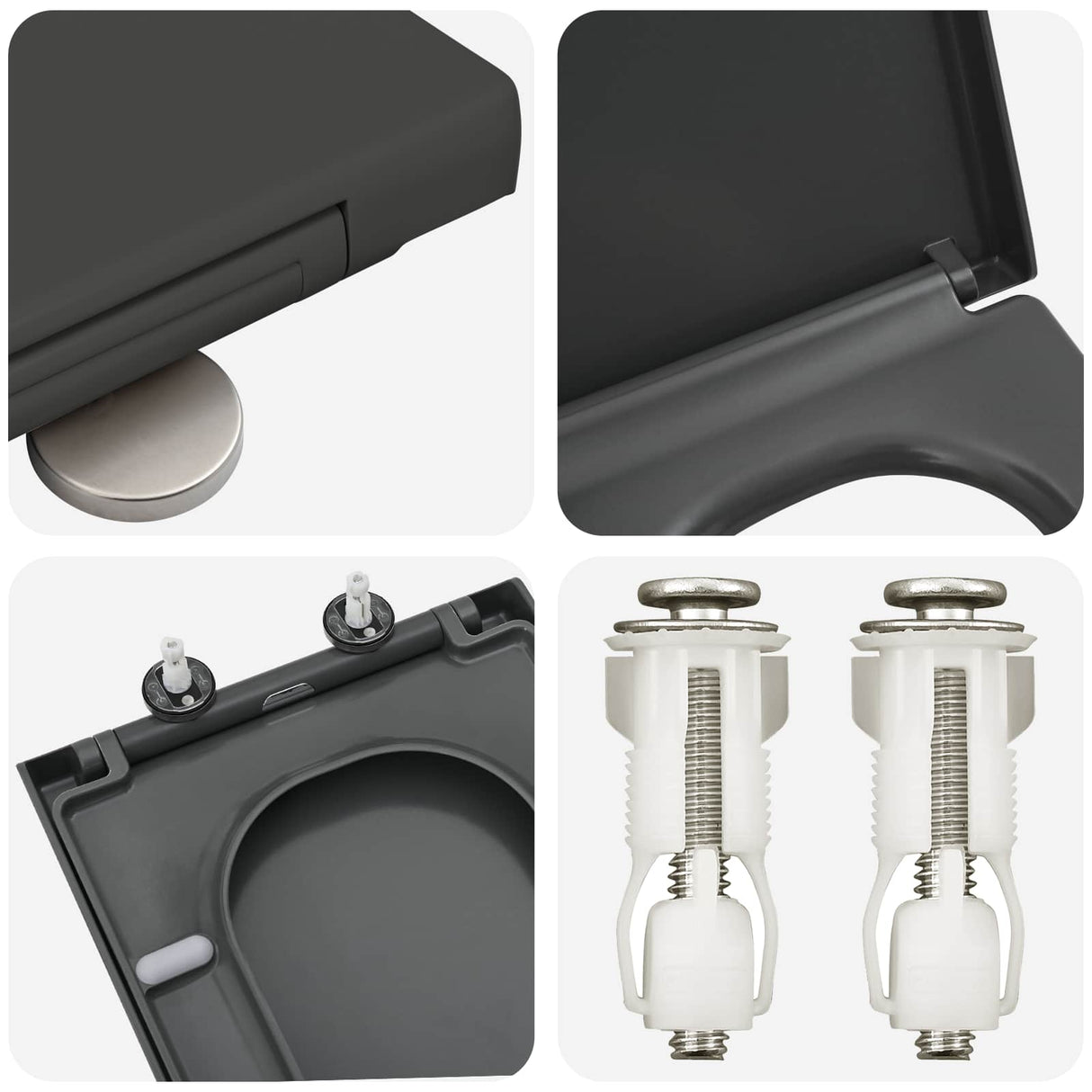 vidaXL Toiletbril Antraciet 47,5 x 35 x 3,6 cm Duroplast