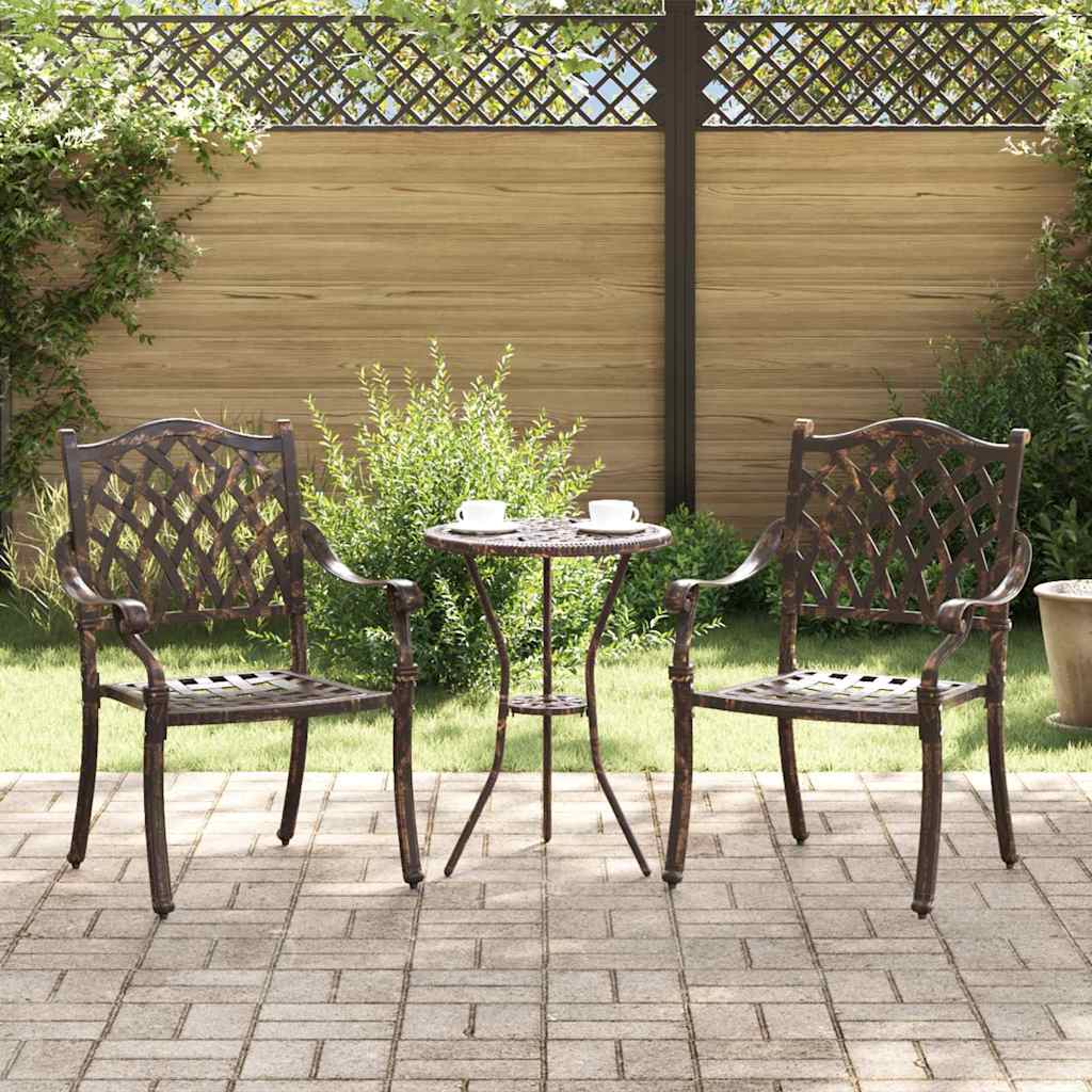 vidaXL Tuinstoel 2 pcs Brons 56 x 55 x 92.5cm Aluminium